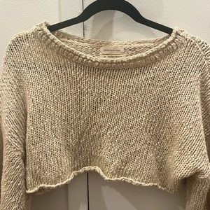 Urban Outfitters tan cropped sweater; size small